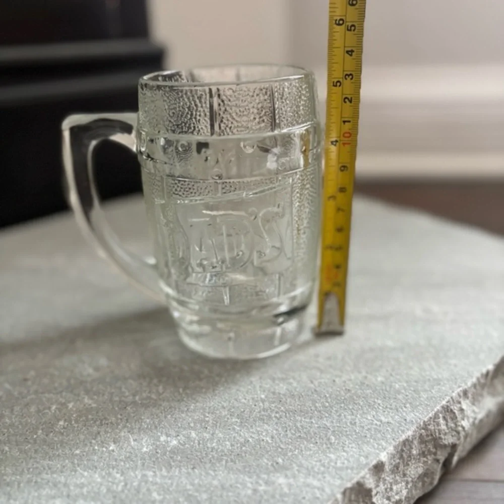 Vintage Mid Century DAD’S ROOT BEER Clear Embossed Thick Glass Barrel‎ Mug